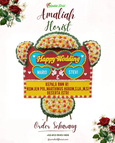 Karangan Papan Bunga Pernikahan di Marga Jaya